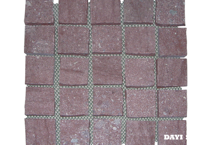 Cubes no Net PT-Red Granite Top flamed 4 sides naturl split bottom sawn 50x50x3cm - Dayi Stone